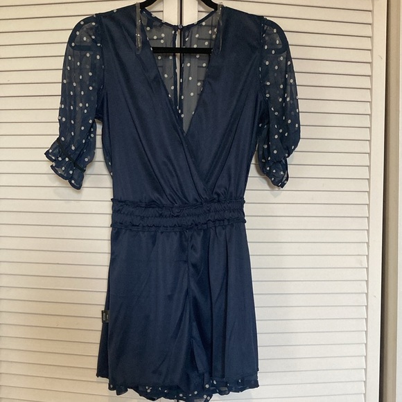 TRIXXI ROMPER WOMEN SIZE M NAVY  POLK DOT NEW - Picture 11 of 16